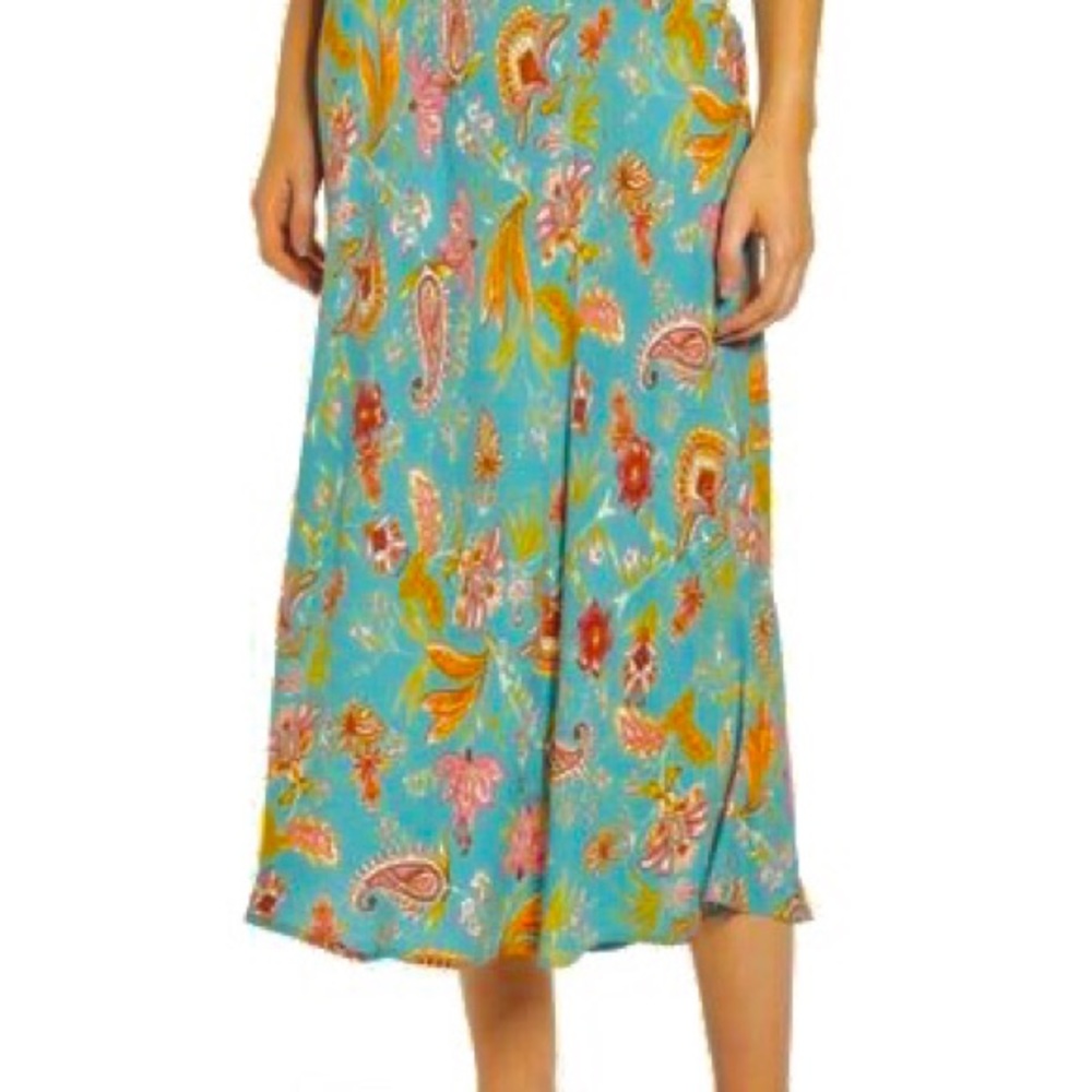 Nordstrom teal paisley midi skirt